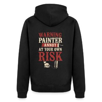Avertissement de peintre en bâtiment décorateur - Veste à capuche bio Premium Unisexe - noir - Dos - Nico (187cm)