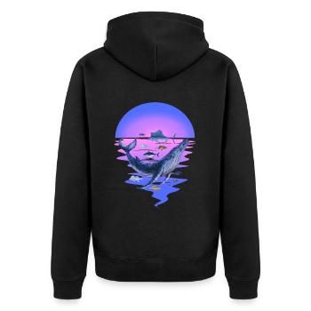 marine animals, marine mammals, fish, fish, ocean, fin - Unisex Premium Organic Zip Hoodie - black - Back - Nico (187cm)