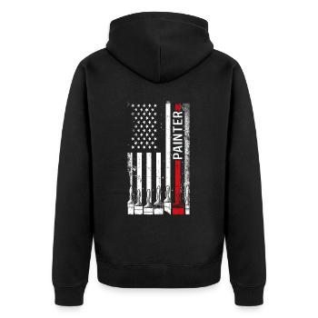 House Painter Decorator American - Unisex Premium Bio Zip Hoodie - Schwarz - Hinten - Nico (187cm)