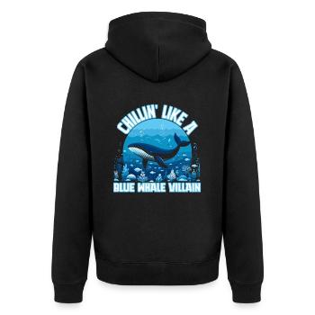 Chillen wie ein Blauwal-Bösewicht - Unisex Premium Bio Zip Hoodie - Schwarz - Hinten - Nico (187cm)