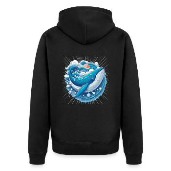 Blauwal - Unisex Premium Bio Zip Hoodie - Schwarz - Hinten - Nico (187cm)