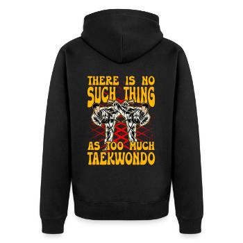 Es gibt nicht zu viel Taekwondo - Unisex Premium Bio Zip Hoodie - Schwarz - Hinten - Nico (187cm)