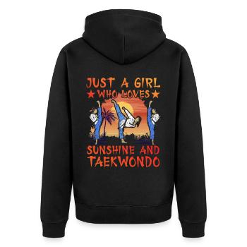 Juste une fille qui aime le soleil et le taekwondo - Veste à capuche bio Premium Unisexe - noir - Dos - Nico (187cm)