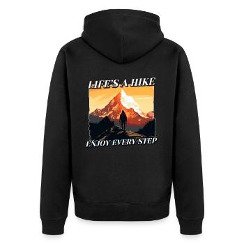 Adventure Hiking Retro Mountain Hiker Nature Outdo - Unisex Premium Bio Zip Hoodie - Schwarz - Hinten - Nico (187cm)