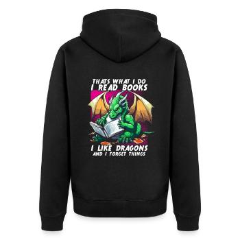 Dragons et livres Dragon Lover Bookish - Veste à capuche bio Premium Unisexe - noir - Dos - Nico (187cm)