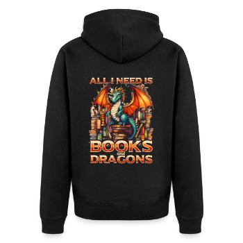 Dragons et livres Dragon Lover Bookish - Veste à capuche bio Premium Unisexe - noir - Dos - Nico (187cm)