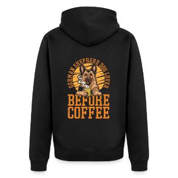 German Shepherd Dog Lover Before Pet Coffee Lover - Unisex Premium Organic Zip Hoodie - black - Back - Nico (187cm)