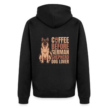 German Shepherd Dog Coffee Dog Owner Coffee Lover - Unisex Premium Organic Zip Hoodie - black - Back - Nico (187cm)