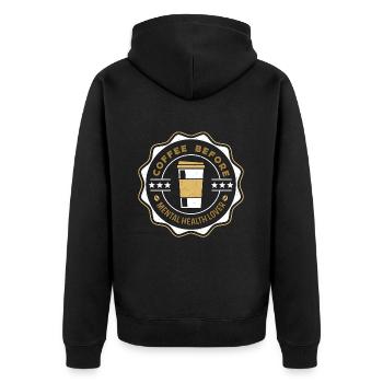 Mental Health Coffee Health Awareness Coffee Lover - Unisex Premium Organic Zip Hoodie - black - Back - Nico (187cm)