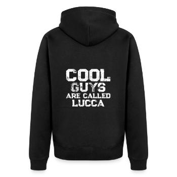 Les mecs cool s’appellent Lucca - Veste à capuche bio Premium Unisexe - noir - Dos - Nico (187cm)