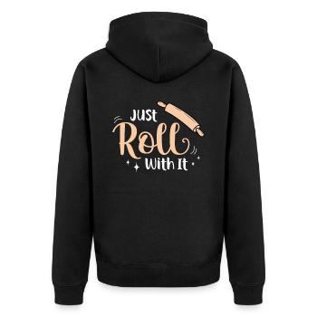 Bäcker Bäckerein Backwaren Backen Geschenk - Unisex Premium Bio Zip Hoodie - Schwarz - Hinten - Nico (187cm)