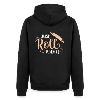 Baker - Unisex Premium Organic Zip Hoodie - black - Back - Nico (187cm)