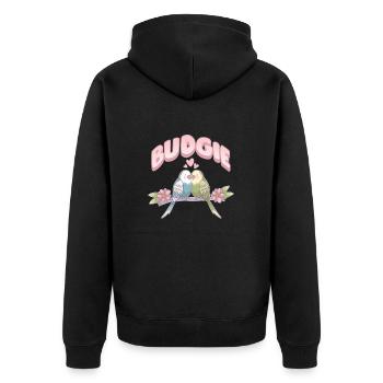 Wellensittich Vogel Haustier Sittich Geschenk - Unisex Premium Bio Zip Hoodie - Schwarz - Hinten - Nico (187cm)