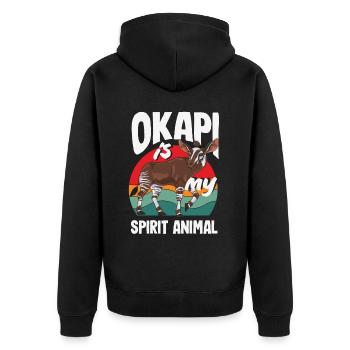 Funny zookeeper okapi lover - Unisex Premium Organic Zip Hoodie - black - Back - Nico (187cm)