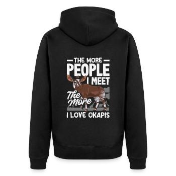 Funny zookeeper okapi lover - Unisex Premium Organic Zip Hoodie - black - Back - Nico (187cm)