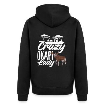 Funny zookeeper okapi lover - Unisex Premium Organic Zip Hoodie - black - Back - Nico (187cm)