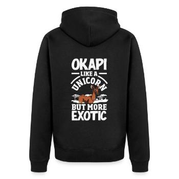 Funny zookeeper okapi lover - Unisex Premium Organic Zip Hoodie - black - Back - Nico (187cm)