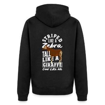 Funny zookeeper okapi lover - Unisex Premium Organic Zip Hoodie - black - Back - Nico (187cm)