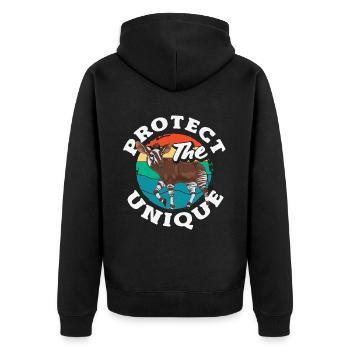 Funny zookeeper okapi lover - Unisex Premium Organic Zip Hoodie - black - Back - Nico (187cm)