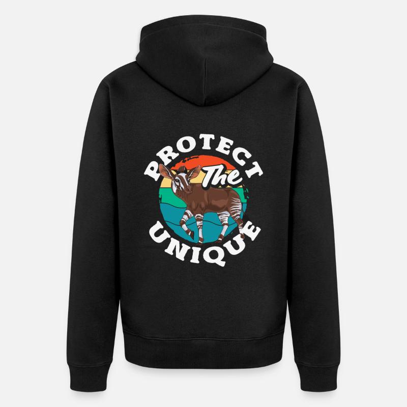 Funny zookeeper okapi lover - Unisex Premium Organic Zip Hoodie - black