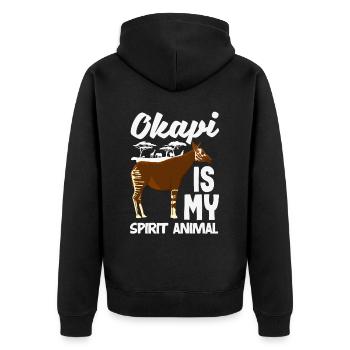 Funny zookeeper okapi lover - Unisex Premium Organic Zip Hoodie - black - Back - Nico (187cm)
