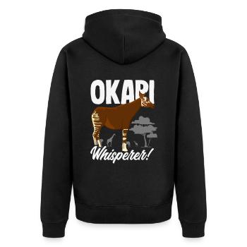 Funny zookeeper okapi lover - Unisex Premium Organic Zip Hoodie - black - Back - Nico (187cm)