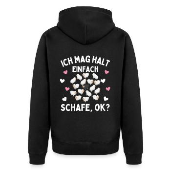 I JUST LIKE SHEEP! Sheep Shepherd Sheep - Unisex Premium Organic Zip Hoodie - black - Back - Nico (187cm)
