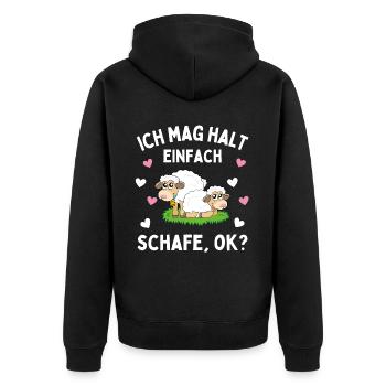 I JUST LIKE SHEEP! Sheep Shepherd Sheep - Unisex Premium Organic Zip Hoodie - black - Back - Nico (187cm)