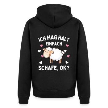 I JUST LIKE SHEEP! Sheep Shepherd Sheep - Unisex Premium Organic Zip Hoodie - black - Back - Nico (187cm)