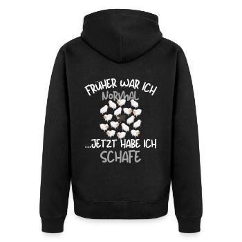 Ich habe Schafe! Lustige Schäferei Schafhirte - Unisex Premium Bio Zip Hoodie - Schwarz - Hinten - Nico (187cm)