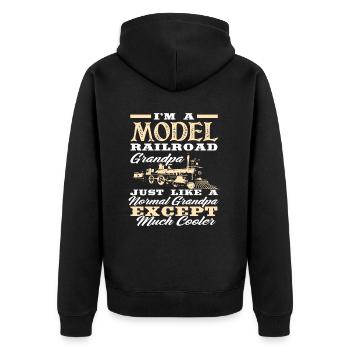 Chemin de fer miniature grand-père - Veste à capuche bio Premium Unisexe - noir - Dos - Nico (187cm)