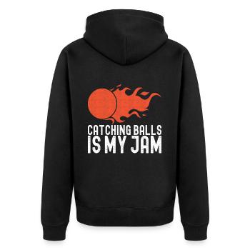 Dodgeball Dodgeball - Unisex Premium Organic Zip Hoodie - black - Back - Nico (187cm)