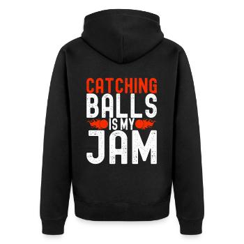 Dodgeball Dodgeball - Unisex Premium Organic Zip Hoodie - black - Back - Nico (187cm)