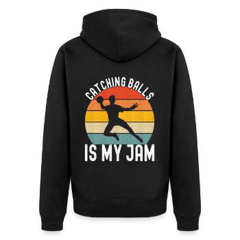 Dodgeball Dodgeball - Unisex Premium Organic Zip Hoodie - black - Back - Nico (187cm)
