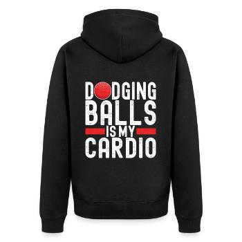 Dodgeball Dodgeball - Unisex Premium Organic Zip Hoodie - black - Back - Nico (187cm)