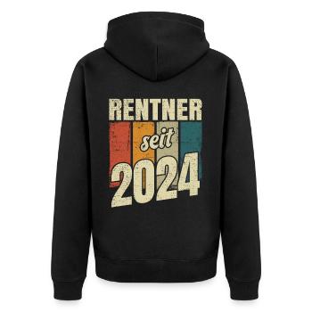 Rentner seit 2024 Rente Ruhestand Lustig Spruch - Unisex Premium Bio Zip Hoodie - Schwarz - Hinten - Nico (187cm)