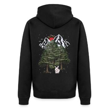 Alpen Hase Winter Schneefall Weihnachten Kaninchen - Unisex Premium Bio Zip Hoodie - Schwarz - Hinten - Nico (187cm)