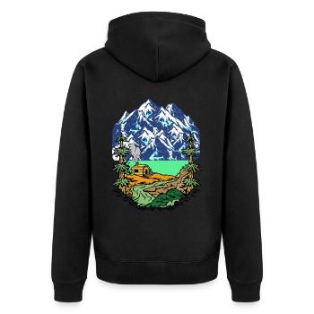 Alps, Summit, Mountains, Beg Hut, House, Alm, Tyrol, Nature - Unisex Premium Organic Zip Hoodie - black - Back - Nico (187cm)