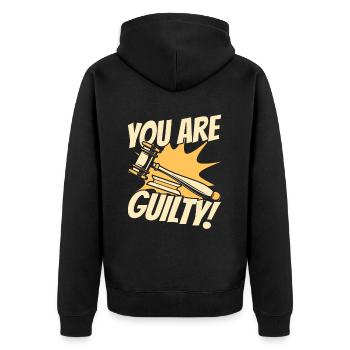 Sie sind schuldig, Rechtsberater, Generalstaatsanwalt - Unisex Premium Bio Zip Hoodie - Schwarz - Hinten - Nico (187cm)