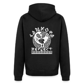 Sankofa Reflect Symbol Adinkra Ghana - Unisex Premium Bio Zip Hoodie - Schwarz - Hinten - Nico (187cm)