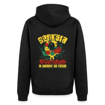 Sankofa Symbol Adinkra Ghana - Unisex Premium Bio Zip Hoodie - Schwarz - Hinten - Nico (187cm)