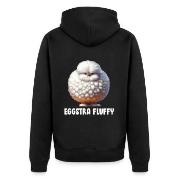 Fluffy Chickens Silkie Chicken Joke - Unisex Premium Organic Zip Hoodie - black - Back - Nico (187cm)