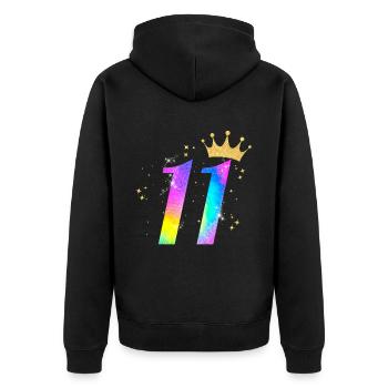 11. Geburtstag Geschenkidee Für 11 Jahre Alt - Unisex Premium Bio Zip Hoodie - Schwarz - Hinten - Nico (187cm)