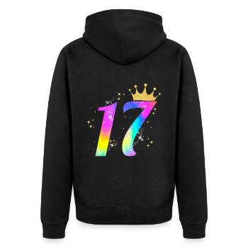 17. Geburtstag Geschenkidee Für 17 Jahre Alt - Unisex Premium Bio Zip Hoodie - Schwarz - Hinten - Nico (187cm)