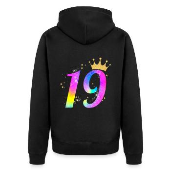 19. Geburtstag Geschenkidee Für 19 Jahre Alt - Unisex Premium Bio Zip Hoodie - Schwarz - Hinten - Nico (187cm)