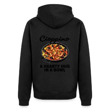 Cioppino Lover Foodie Nourriture Mer Américaine - Veste à capuche bio Premium Unisexe - noir - Dos - Nico (187cm)