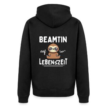 Beamtin auf Lebenszeit - Unisex Premium Bio Zip Hoodie - Schwarz - Hinten - Nico (187cm)