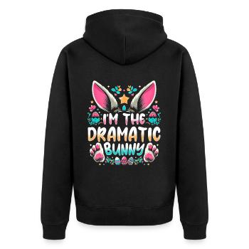 I'm The Dramatic Bunny - Unisex Premium Bio Zip Hoodie - Schwarz - Hinten - Nico (187cm)
