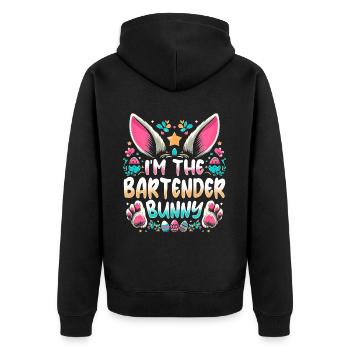 Je suis le lapin barman - Veste à capuche bio Premium Unisexe - noir - Dos - Nico (187cm)