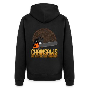 Chain Saw Chainsaw Lumberjack - Unisex Premium Organic Zip Hoodie - black - Back - Nico (187cm)